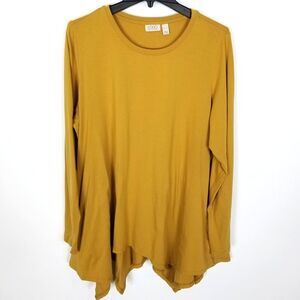 Logo‎ Lori Goldstein Women Solid Top Sz XL Asymmetric Hem Dark Magenta Lagenlook